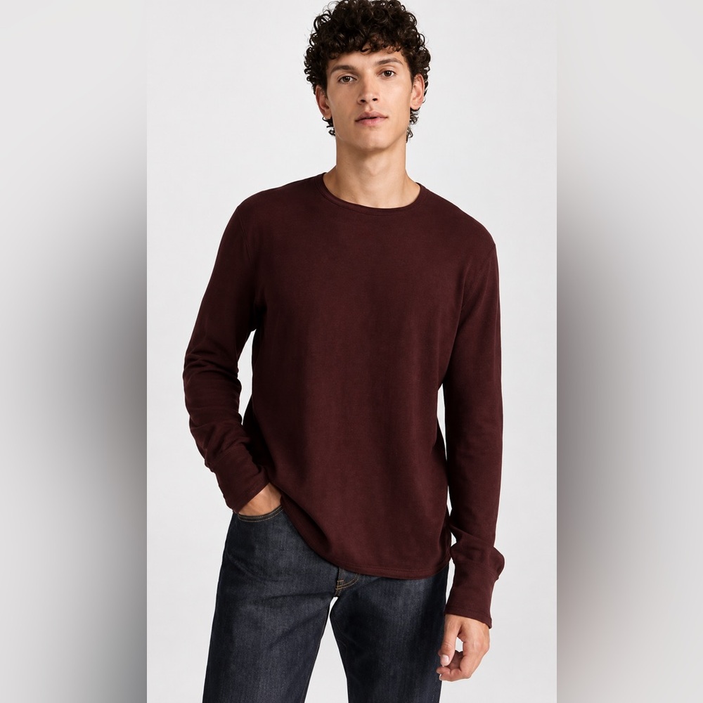 NEW Rag & Bone Men’s Sweater Martin Maroon Burgundy Red Merino Wool Knit Large
